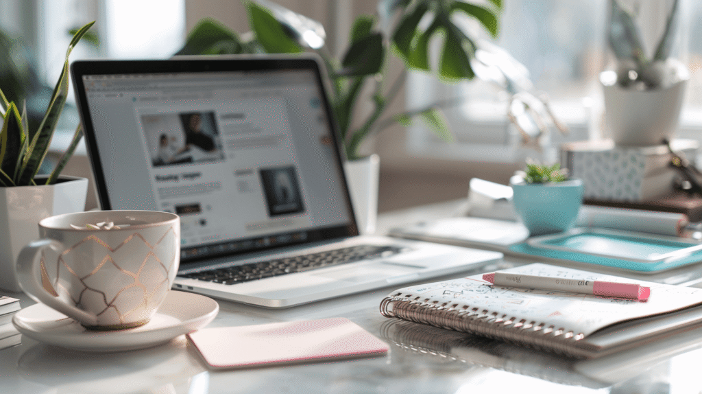 Esempio white space web design - workspace minimalista con sito pulito