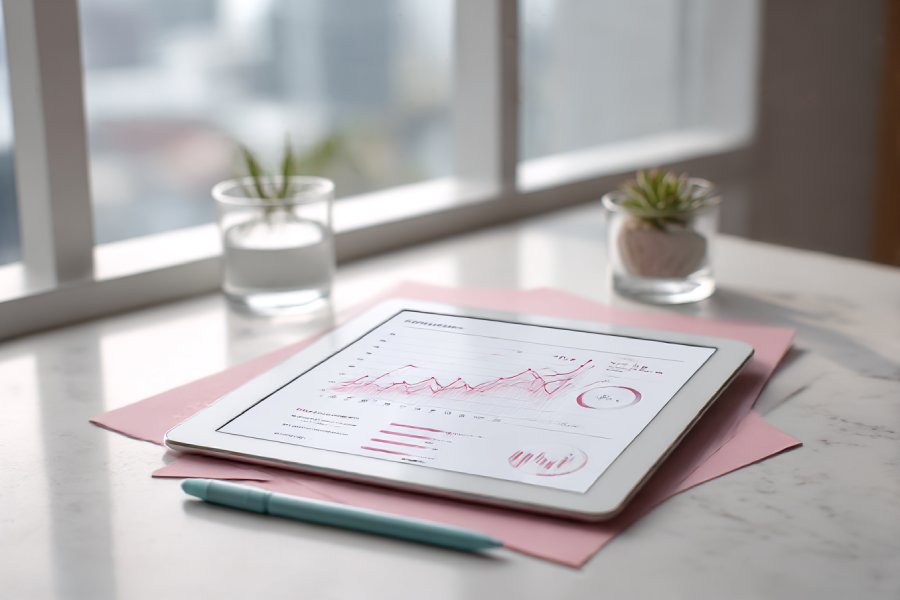 Professionista analizza metriche performance sito web professionale su laptop con dashboard analytics